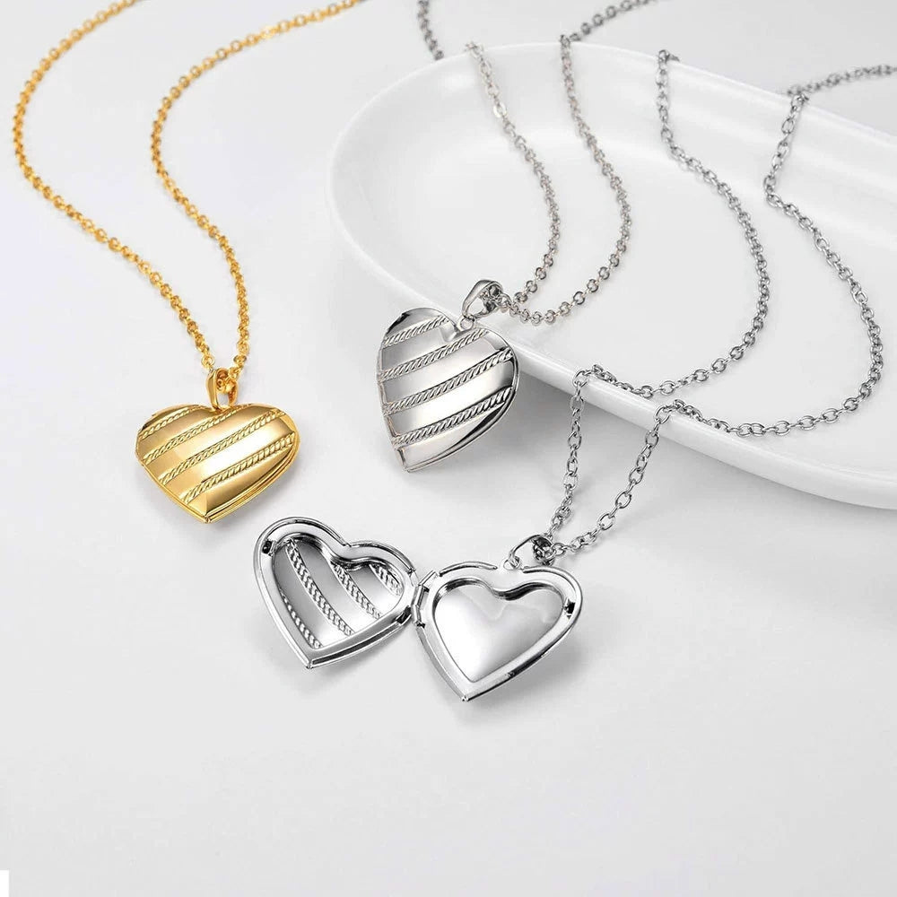 Custom Striped Heart Locket
