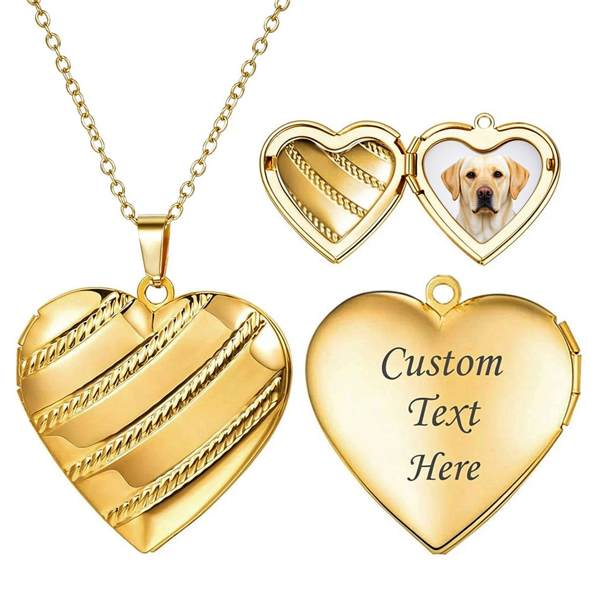 Custom Striped Heart Locket